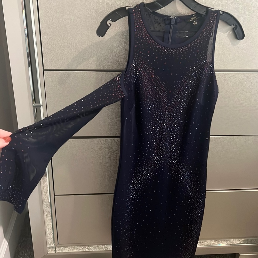 Beautiful long sleeve blue sparkly dress
